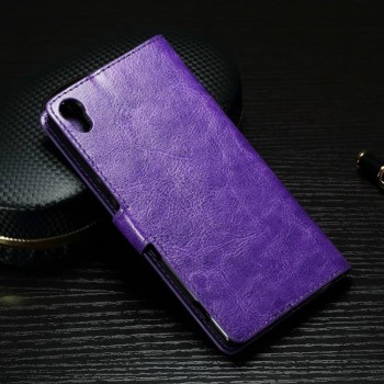 Глянцевый водоотталкивающий чехол портмоне подставка для Sony Xperia XA с магнитной защелкой и отделениями для карт Фиолетовый