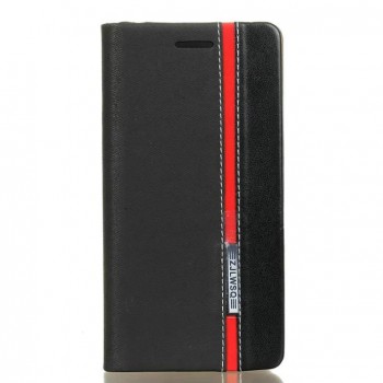 Чехол горизонтальная книжка подставка на силиконовой основе с отсеком для карт и тканевым покрытием для Sony Xperia XA  Черный