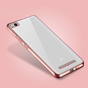 Силиконовый матовый полупрозрачный чехол с текстурным покрытием Металлик для Xiaomi Mi4i  Розовый