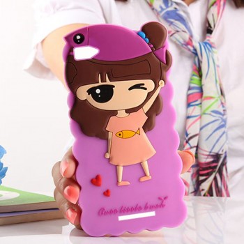 Силиконовый матовый непрозрачный дизайнерский фигурный чехол для Xiaomi Mi4i  Фиолетовый