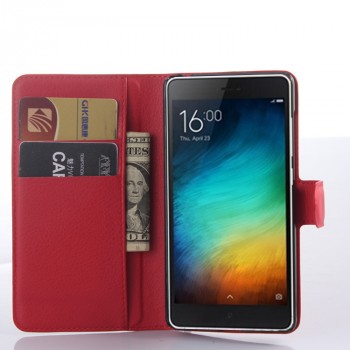 Чехол портмоне подставка на пластиковой основе на магнитной защелке для Xiaomi Mi4i  Красный