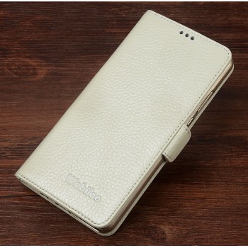 Кожаный чехол горизонтальная книжка подставка (премиум нат. кожа) с крепежной застежкой для Xiaomi Mi4i  Белый