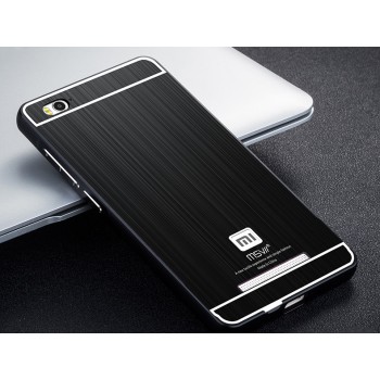 Двухкомпонентный чехол c металлическим бампером с поликарбонатной накладкой и текстурным покрытием Металл для Xiaomi Mi4i Черный