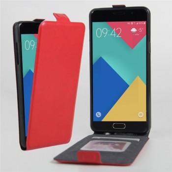 Чехол вертикальная книжка на силиконовой основе с отсеком для карт на магнитной защелке для Samsung Galaxy A3 (2016) Красный