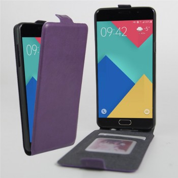 Чехол вертикальная книжка на силиконовой основе с отсеком для карт на магнитной защелке для Samsung Galaxy A3 (2016) Фиолетовый