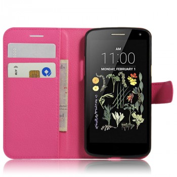 Чехол портмоне подставка на силиконовой основе на магнитной защелке для LG K5 Пурпурный