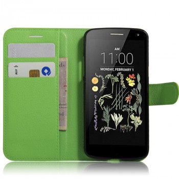 Чехол портмоне подставка на силиконовой основе на магнитной защелке для LG K5 Зеленый