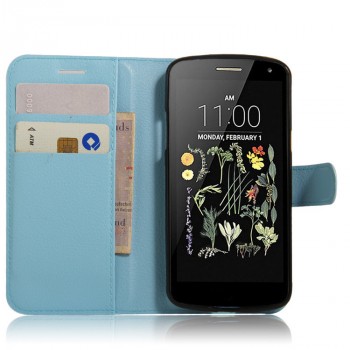 Чехол портмоне подставка на силиконовой основе на магнитной защелке для LG K5 Голубой