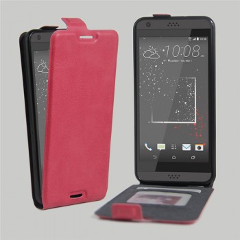 Чехол вертикальная книжка на силиконовой основе с отсеком для карт на магнитной защелке для HTC Desire 530  Пурпурный