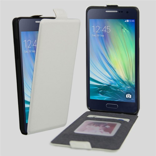 Чехол вертикальная книжка на силиконовой основе с отсеком для карт на магнитной защелке для Samsung Galaxy A3, цвет Белый