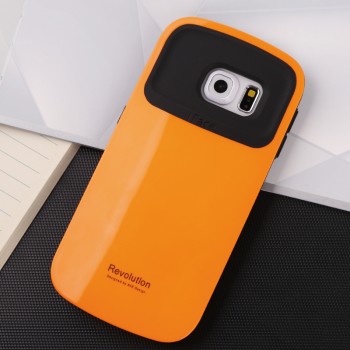 Силиконовый глянцевый непрозрачный противоударный чехол для Samsung Galaxy S6  Оранжевый