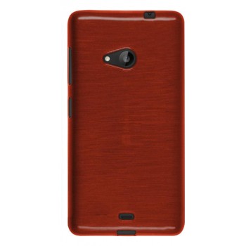 Силиконовый матовый полупрозрачный чехол текстура Металлик для Microsoft Lumia 535  Красный