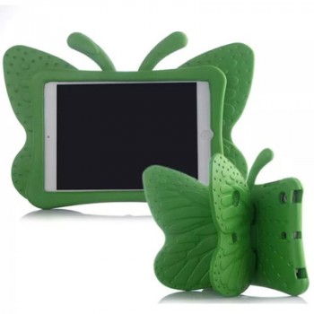 Ударостойкий детский силиконовый матовый гиппоаллергенный непрозрачный чехол с встроенной ножкой-подставкой для Ipad Mini 2/3/4 Зеленый