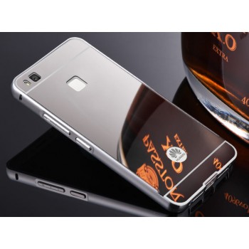 Двухкомпонентный чехол c металлическим бампером с поликарбонатной накладкой и зеркальным покрытием для Huawei P9 Lite Белый