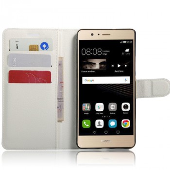 Чехол портмоне подставка на силиконовой основе на магнитной защелке для Huawei P9 Lite Белый