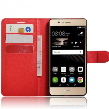 Чехол портмоне подставка на силиконовой основе на магнитной защелке для Huawei P9 Lite Красный