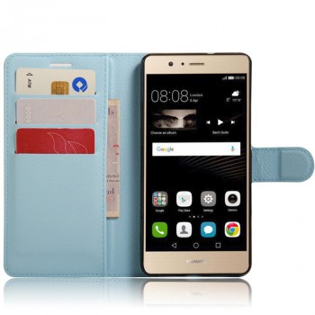 Чехол портмоне подставка на силиконовой основе на магнитной защелке для Huawei P9 Lite Голубой