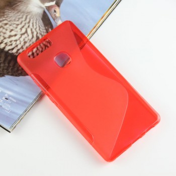 Силиконовый матовый полупрозрачный чехол с дизайнерской текстурой S для Huawei P9 Plus  Красный