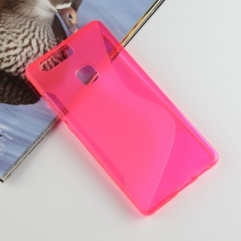 Силиконовый матовый полупрозрачный чехол с дизайнерской текстурой S для Huawei P9 Plus  Розовый