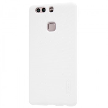 Пластиковый непрозрачный матовый нескользящий премиум чехол для Huawei P9 Plus Белый