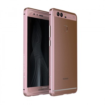 Металлический округлый премиум бампер сборного типа на винтах для Huawei P9 Plus Розовый