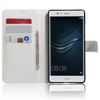 Чехол портмоне подставка на силиконовой основе на магнитной защелке для Huawei P9 Plus  Белый