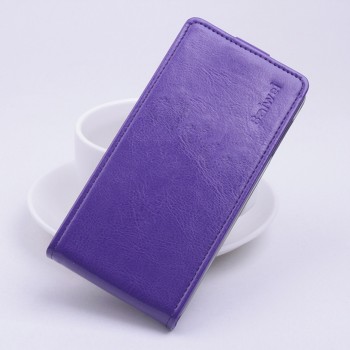 Глянцевый водоотталкивающий чехол вертикальная книжка на клеевой основе на магнитной защелке для Homtom HT6  Фиолетовый