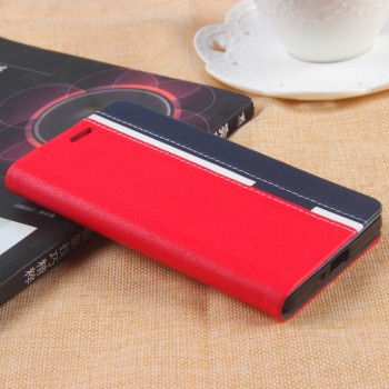 Чехол горизонтальная книжка подставка текстура Линии на силиконовой основе с отсеком для карт для Sony Xperia X Performance  Красный