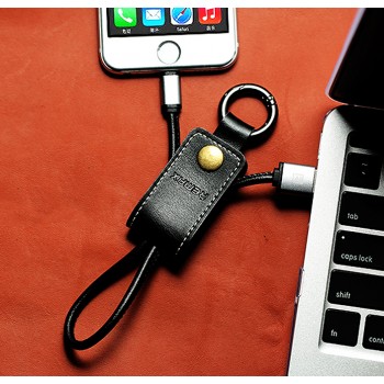 Кабель USB 2.0-Lightning 0.3м в кожаной оплетке формат Брелок