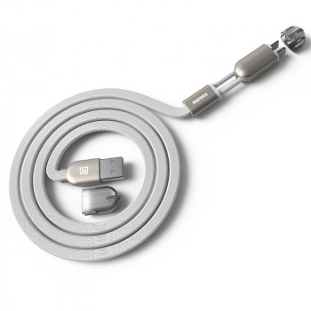 Комбинированный кабель плоского сечения USB-Micro USB/Lightning 1m для одновременной зарядки Белый