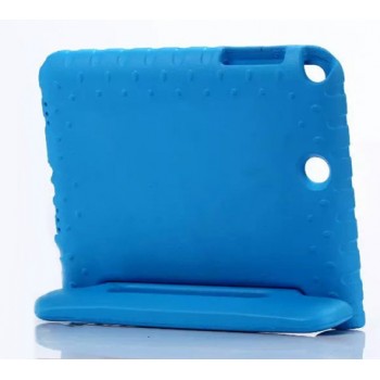 Ударостойкий детский силиконовый матовый гиппоаллергенный непрозрачный чехол с встроенной ножкой-подставкой для Samsung Galaxy Tab A 8  Синий
