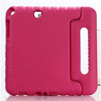 Ударостойкий детский силиконовый матовый гиппоаллергенный непрозрачный чехол с встроенной ножкой-подставкой для Samsung Galaxy Tab A 8  Розовый