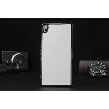 Пластиковый непрозрачный матовый чехол с текстурным покрытием Кожа для Sony Xperia Z2 Белый