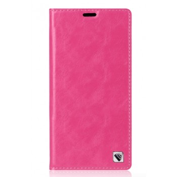 Вощеный чехол горизонтальная книжка подставка на пластиковой основе с отсеком для карт для Sony Xperia M4 Aqua  Розовый