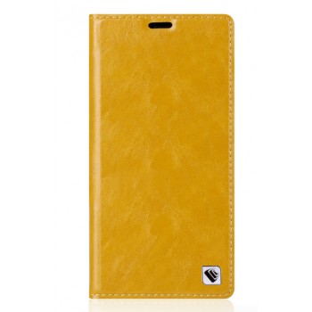 Вощеный чехол горизонтальная книжка подставка на пластиковой основе с отсеком для карт для Sony Xperia M4 Aqua  Желтый