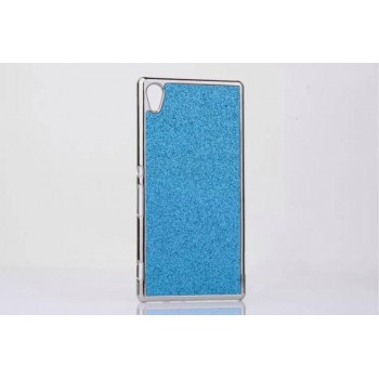 Пластиковый непрозрачный матовый чехол с металлическим напылением и стразами для Sony Xperia M4 Aqua Голубой