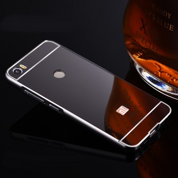 Двухкомпонентный чехол c металлическим бампером с поликарбонатной накладкой и зеркальным покрытием для Xiaomi Mi Max Черный