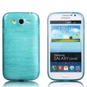 Силиконовый матовый непрозрачный чехол текстура Металлик для Samsung Galaxy Grand Голубой