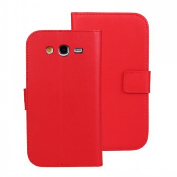 Чехол портмоне подставка на пластиковой основе на магнитной защелке для Samsung Galaxy Grand Красный
