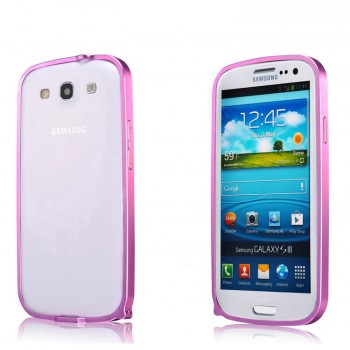 Металлический округлый бампер на пряжке для Samsung Galaxy Grand  Розовый