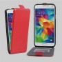 Чехол вертикальная книжка на силиконовой основе с отсеком для карт на магнитной защелке для Samsung Galaxy S5 (Duos), цвет Красный