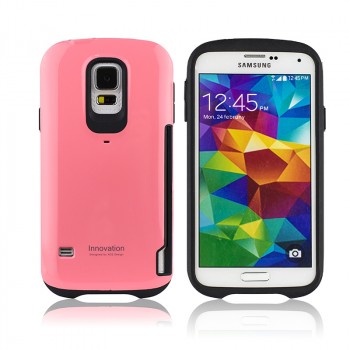 Силиконовый глянцевый непрозрачный дизайнерский фигурный чехол для Samsung Galaxy S5 (Duos) Розовый