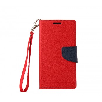 Чехол портмоне подставка на силиконовой основе на дизайнерской магнитной защелке для Samsung Galaxy S5 (Duos) Красный