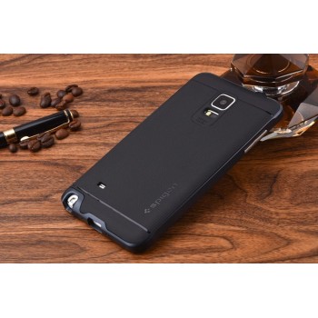 Двухкомпонентный силиконовый матовый непрозрачный чехол с поликарбонатным бампером для Samsung Galaxy Note 4 Черный
