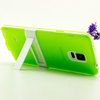 Двухкомпонентный силиконовый матовый непрозрачный чехол с поликарбонатным бампером и встроенной ножкой-подставкой для Samsung Galaxy Note 4  Зеленый