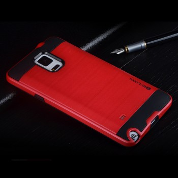 Противоударный двухкомпонентный силиконовый матовый непрозрачный чехол с поликарбонатными вставками экстрим защиты для Samsung Galaxy Note 4 Красный
