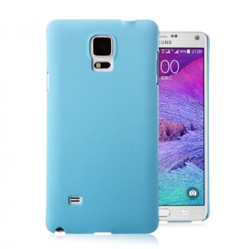 Пластиковый непрозрачный матовый чехол с повышенной шероховатостью для Samsung Galaxy Note 4  Голубой