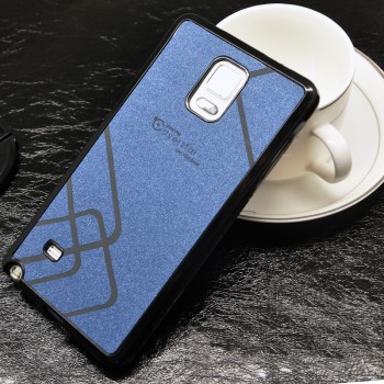 Силиконовый матовый непрозрачный чехол с текстурным покрытием Узоры для Samsung Galaxy Note 4  Синий