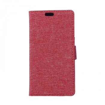 Чехол портмоне подставка на силиконовой основе с тканевым покрытием на магнитной защелке для Alcatel Pop 4S  Красный