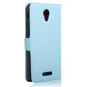 Чехол портмоне подставка на силиконовой основе на магнитной защелке для Alcatel Pop 4 Plus  Голубой